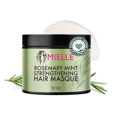 Mielle Organics Rosemary Mint Strengthening Hair Mask for Damaged Hair - Deep Conditioning Treatment Enriched with Biotin, Honey & Coconut Oil - Helps Encourage Longer, Healthier Strands (12 Oz)