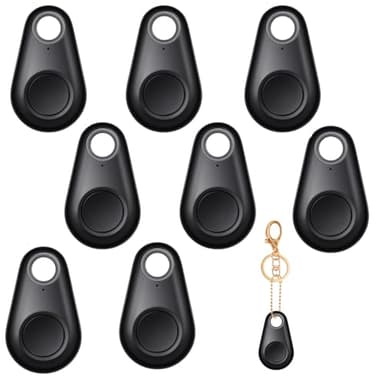 Flutesan 8 Packs Portable GPS Tracking Mobile Tracking Anti Loss Smart Device Key Finder Locator GPS Tracker Device for Pets Dog Cat Wallet Keychain Luggage, Alarm Reminder(Black)