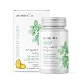 AROMAVITA Organic Oil of Oregano Capsules - High Potency Digestive Support Oregano Oil with Carvacrol 86-90% - Natural Antioxidant, Vegan Supplement- 108mg of Carvacrol per Softgel, 60 Capsules