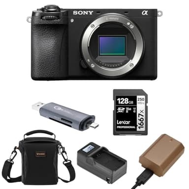 Sony Alpha a6700 Mirrorless Camera Body Bundle with 128GB SD Card, Shoulder Bag, Extra Battery, Charger, Card Reader, Sony 1 Year Limited Warranty