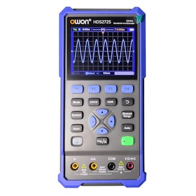 Handheld Lab Oscilloscope Multimeter, 2 Channels, 70MHz Bandwidth, 250MSa/s Sampling Rate, 20000 Counts, 3 in 1 Portable Digital Automotive Oscilloscope, Voltage, Current, Capacitor HDS272S