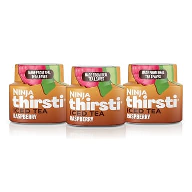 Ninja Thirsti Flavored Water Drops, ICED TEA Raspberry, Bold Iced Tea Flavor, Sparkling or Still, Zero Calories, Zero Sugar, Makes 17, 12oz drinks, 3 Pack, WCFRSPTAM