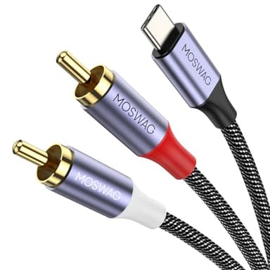 MOSWAG USB C to 2 RCA Audio Cable 3.3FT, Type C to 2 Male Y RCA Splitter, Type C to 2RCA Jack Male Y Splitter Cord Adapter Compatible iPhone 1615, Home Theater Amplifier TV Speaker Hi-Fi Amplifer