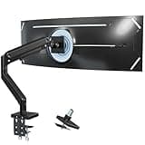 Ultrawide Monitor-Arm Heavy Duty 17-49'' - Premium Aluminum Single Monitor Mount, Full Motion Single Desk Mount Stand, C-Clamp and Grommet, Max Load 44lbs, Max VESA 100x100mm, Black