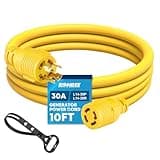 Kohree Nema L14-30 Generator Cord 30 Amp 4 Prong 10FT, Heavy Duty Generator Power Locking Cord for Manual Transfer Switch, Electric Extension Wire 10 Gauge 125/250V, 7500W with Cord Organizer