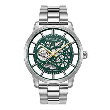 Kenneth Cole New York Men's Automatic Watch - Luxury Green Skeleton Dial, Sleek Design, Automatic Movement