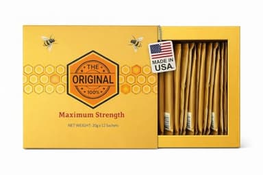 Mens Gold Honey - Jelly Honey for Men, Extra Strength Quality, Herbal Superfood Mix - Raw & Natural Energy & Power Supplement, No Added Sugar - 12 Individual Packets, 20g