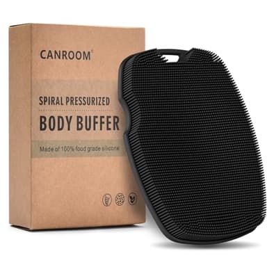 Canroom Silicone Body Scrubber - Zinc Infused-Highly Elastic Bristles Exfoliating Body Scrubber for Shower Body,Cellulite Reduction,Blood Circulation- Black