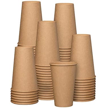 GUSTO [100 Count Kraft Disposable Paper Cups, Hot Coffee Cups Brown Unbleached - Eco-Friendly Cups (16 oz. - Kraft)