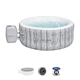 Bestway SaluSpa Fiji AirJet Large Round 2 to 4 Person Inflatable Hot Tub Portable Outdoor Spa with 120 AirJets and EnergySense Cover, Grey