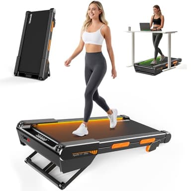 Walking Pad Treadmill with Incline, Full Deck, Auto Incline 12%-20%, 400/350lbs Capacity, Vitalwalk Compact Under Desk Treadmills for Home Office, 3.0HP Brushless, Vertical Store, Apollo 11 Elite