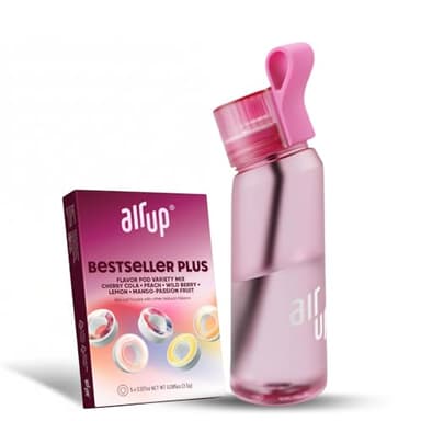 air up water bottle (22 oz) for school, sports, gym | includes 5 scent pods & straw | flavored bottle in hot pink – also for kids, boys, girls | no calories, sugar-free and suitable for carbonation