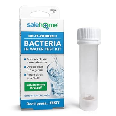 Safe Home® DIY Bacteria in Water Test Kit – Results as Fast as 6 Hours – Detects 50 Different Species of Coliform Bacteria – EPA Lab Certified – Made in the USA – (1 Pack)