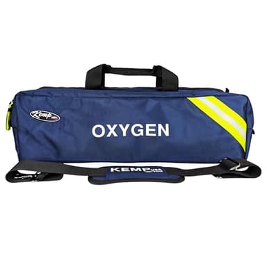 Kemp USA Premium Oxygen Tank & Equipment Duffel Bag for EMS & First Responders, Navy Blue with Reflective Striping, 25" Long