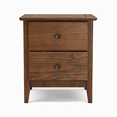 Grain Wood Furniture Greenport 2-Drawer Bedroom Nightstand, Solid Wood with Brushed Walnut Finish