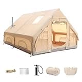 Large Inflatable Tent 129 Square Feets - 8-10 Person Inflatable Camping Tent, Easy Setup,4 Season Blow up Tent for Camping,Camping with Stove Jack,Glamping,Waterproof
