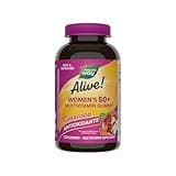 Nature's Way Alive! Women’s 50+ Daily Gummy Multivitamins, Supports Multiple Body Systems*, Supports Healthy Heart, Brain & Bones,* B-Vitamins, Mixed Berry Flavored, 130 Gummies (Packaging May Vary)