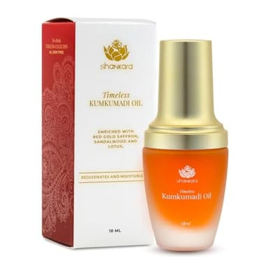 Shankara Kumkumadi Oil for Face - Pure Saffron with 32 Ayurvedic Flowers – Gua Sha Facial Oil for Glowing Skin – (18ml) Timeless Kumkumadi Tailam Original Scent – Moisturizing and Hydrating