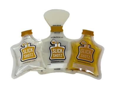 Slick Shotz 25 Pcs Heat Sealed Plastic Flask for Liquor – 3oz BPA-Free, Leak Proof and Reusable Drink Pouches for Alcohol – Ideal for Cruises, Concerts, Flights, Events and Travel