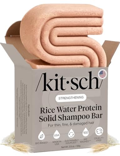 Kitsch Rice Water Shampoo Bar for Hair Growth – Strengthening Hair Shampoo for Men and Women – Reduce Breakage, Boosts Shine – Paraben, Silicone & Sulfate-Free, Vegan Hair Care - Made in USA, 3.5 oz