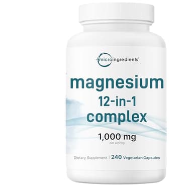 Micro Ingredients 12‑in‑1 Magnesium Complex 1000 mg, 240 Capsules – Magnesium Glycinate, Citrate, Taurate, Malate & More – High Absorption Formula for Men & Women – Chelated & Purified