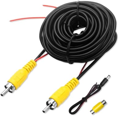 YZW Premium Backup Camera Cables RCA(20FT/6 Meters), Car Reverse Rear View Camera Video with Detection Wire, AV Extension Cable with RCA Video, Female to Female Coupler and Power Cable