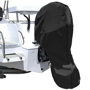 iCOVER Outboard Motor Covers, Trailerable Full Boat Engine Cover Waterproof Heavy Duty Oxford Fabric with Zipper, Fits 60-100HP Motors