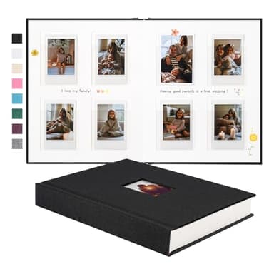 Rseozr 112 Pockets Instax Mini Photo Album For 2x3 Pictures, Linen Hardcover Polaroid Photo Album With Writing Space, Polaroid Album Book For Fujifilm Instax Mini Instant Camera (Black)