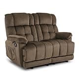 MCombo 58.7" Power Loveseat Recliner, Electric Reclining Loveseat Sofa with Heat and Massage, USB Charge Port for Living Room 6237 (Dark Brown, Loveseat Recliner)