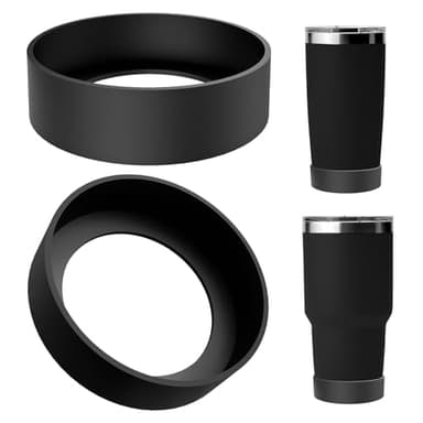 Linkidea Water Bottle Boot Compatible with YETI Rambler Tumbler 20oz/30oz, Travel Mug 20oz/30oz, Silicone Anti-Slip Water Bottle Bottom Sleeve Cover Protector (Black / 2 Pack), CPS-022-01