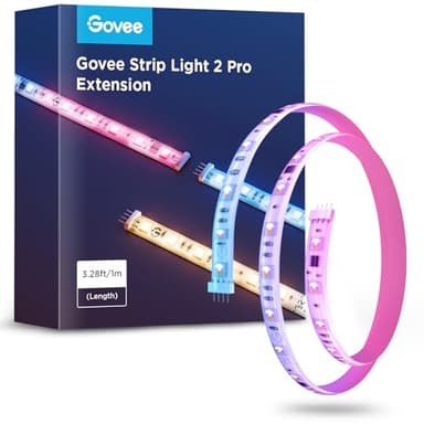 Govee RGBIC Strip Light 2 Pro, 3.28ft LED Lights Extension Without Plug, DIY Multiple Colors on One Line, Smart LED Strip Lights for Bedroom, Studio, Cabinet, Upgraded RGBICWW, Home Decor