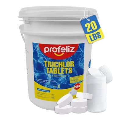 PROFELIZ Chlorine Tablets 3 Inch for Swimming Pools, Kills Bacteria and Stops Algae, Slow Dissolving,Exclusive Protective Packaging,Pool Chlorine Tablets,20lbs