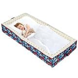 Umoving 100% Cotton Inner Portable Foldable Toddler Travel Bed - Soft Foam Floor Bed with Washable Cover, Safe and Comfortable Toddler Crib, Ocean Blue