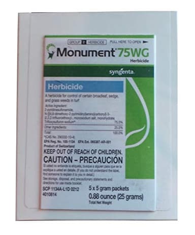 Monument 75 WG Selective Herbicide for Warm Season Turf Grasses-Box of 25 grams (5x5gm packets)
