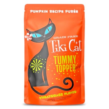 Tiki Cat Tummy Topper, Pumpkin Recipe Puree, Formulated to Support Healthy Digestion, Mousse Cat Food Topper, 1.5 oz. Pouch (12 Count)