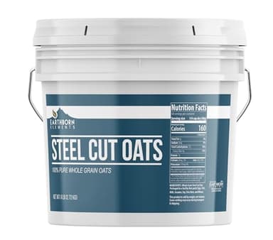 Earthborn Elements Steel Cut Oats (1 Gallon), Also Called Irish Oatmeal, Breakfast, Resealable Bucket