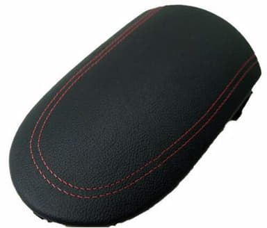 Fits 2008-2013 Nissan 370Z Real Black Leather Center Console Lid Armrest Cover Cover with Red stitching. (Skin Only)