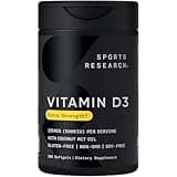 Sports Research Vitamin D3 5000iu (125mcg) with Coconut Oil ~ High Potency Vitamin D for Immune & Bone Support ~ Non-GMO Verified, Gluten & Soy Free (360 Mini-Liquid Softgels)