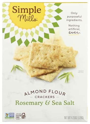 Simple Mills Almond Flour Crackers, Rosemary & Sea Salt - Gluten Free, Vegan, Healthy Snacks, 4.25 Ounce (Pack of 1)