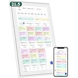 21.5 Inch Smart Digital Calendar – Electronic Chore Chart & Planner with 1920x1080P IPS Touchscreen, Weekly/Monthly Family Organizer for Wall or Desk, White 2025 New Version