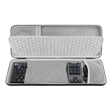 Geekria TKL Keyboard and Mouse Combo Hard Shell Case, Compatible with Logitech G915 TKL+G502 Mouse, Razer Huntsman V3 Pro TKL, Travel Carrying Bag for 87 Key Computer Keyboard (Dark Gray)