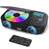 CD Player Portable,MONODEAL Dual Stereo Speakers Portable CD Player with Bluetooth Speakers, 4000mAh Rechargeable CD Player Bluetooth for Car/Home with Remote Control,Support USB/AUX,Headphone Jack