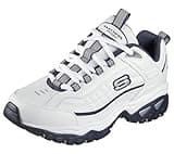 Skechers Men's Energy Afterburn Lace-Up Sneaker, White/Navy, 10