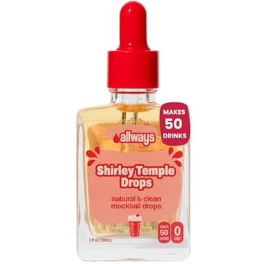 Allways Shirley Temple Drops – Sugar Free Liquid Water Enhancer with Monk Fruit – Zero Calorie Shirley Temple Drink Mix for Water – Natural Flavors – 50 Servings – No Sugar Hydration