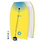 BPS 'Shaka' Lightweight Body Board - EPS Core Bodyboard with Wrist Leash for Beach Pool Surfing Kids Teens Adults (Yellow Blue, 33 Inch)