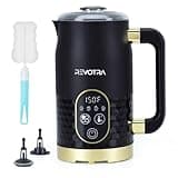Revotra Milk Frother, 4-in-1 Electric Milk Steamer, Hot & Cold Foam Maker with Non-Stick Coating, Silent Operation, Adjustable Temp Control for Coffee, Latte, Matcha, Cappuccino, and Hot Chocolate