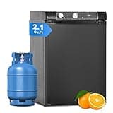 12V RV Refrigerator, Gas Refrigerator, 110V/12 V/LPG 3 Way Propane Refrigerator Off Grid, 2.1 cu.ft Silent for Camper, Van, Travel, Garage, Kitchen, Black
