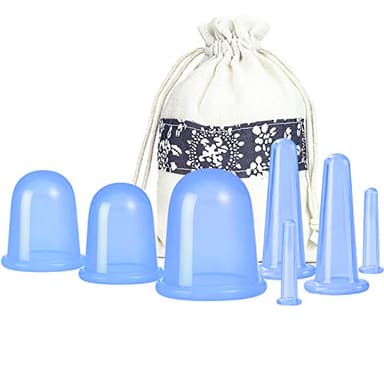 500-miles Cupping Therapy Sets 7Pcs Silicone Anti Cellulite Cup Vacuum Suction Massage Cups Facial Cupping Sets Body and Face Massager for Adults Home Use (Blue)