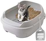 Skywin Sifting Cat Litter Box (Grey), Perfect for Pine Pellets, 22 x 17.7 x 9.2 inches, Efficient Litter Box System for Cats, Easy-to-Use Catbox