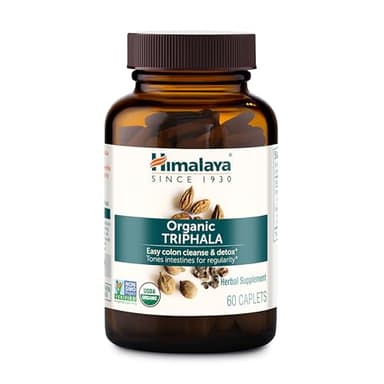 Himalaya Organic Triphala, 2 Month Supply, for Colon Cleanse, Detox & Occasional Constipation, USDA Certified Organic, Non-GMO, Gluten-Free, Extract & Powder Herbal Supplement, 688 mg, 60 Caplets
